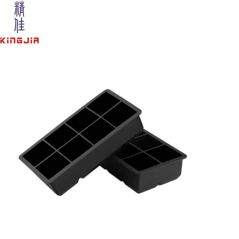 Set of 2 Black Large Ice Cube Mold - Whiskey Ice Cubes Frozen Rocks Silicone Big Ice Cube Tray