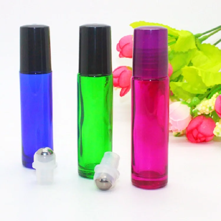 
Colorful Essential Oil Glass Bottle With Stainless Steel And Glass Roller Ball Bottle 
