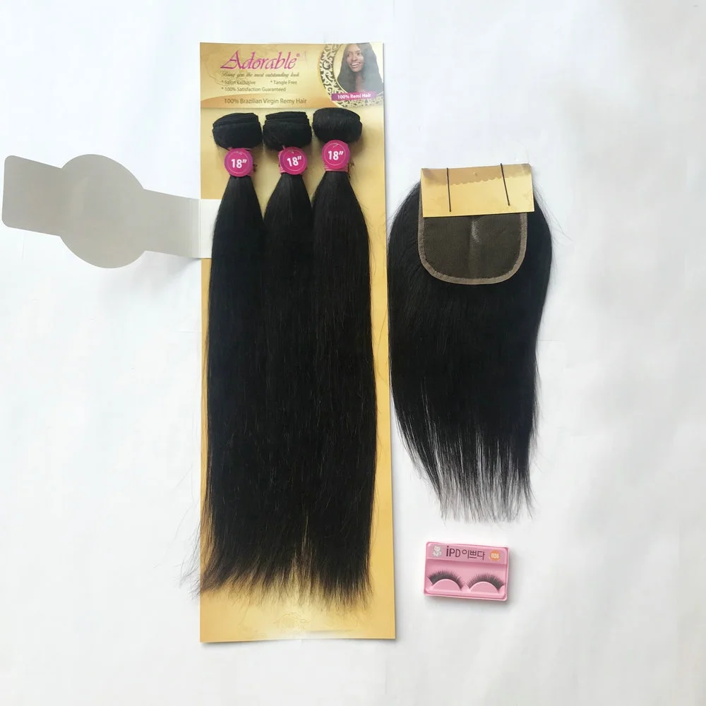 Adorable silk straight remy human hair weave 4pcs/lot with free closure,100% remi hair extensions 4*4  one pack for a full  head