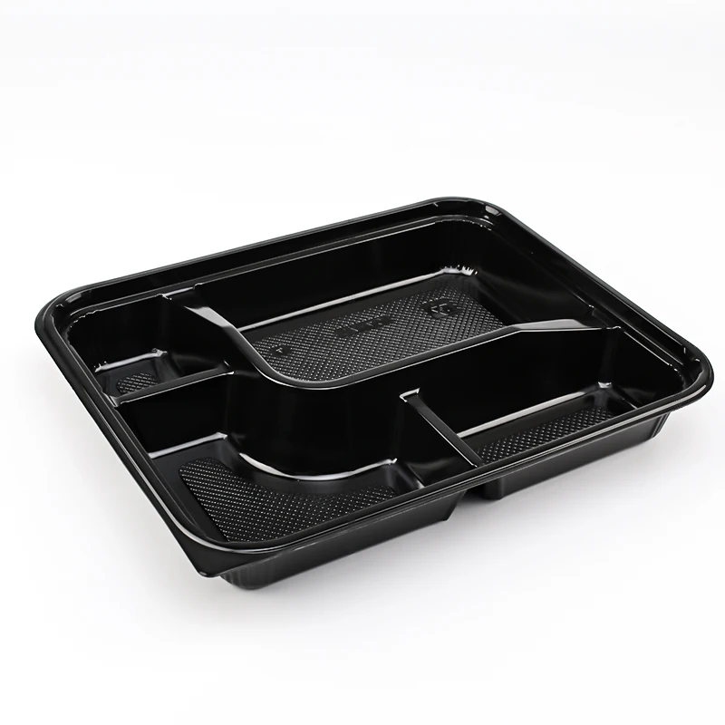 4 compartment disposable plastic food tray with cover