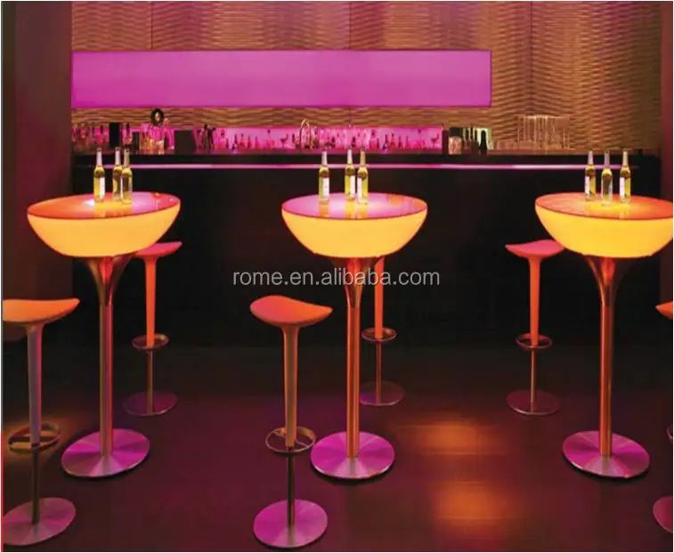 Modern Design Straight Set High bar Cocktail White PE Plastic Led Light bar Table