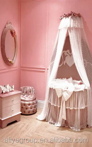 SY104-Baby cribs wood luxury design,pink colour baby bed