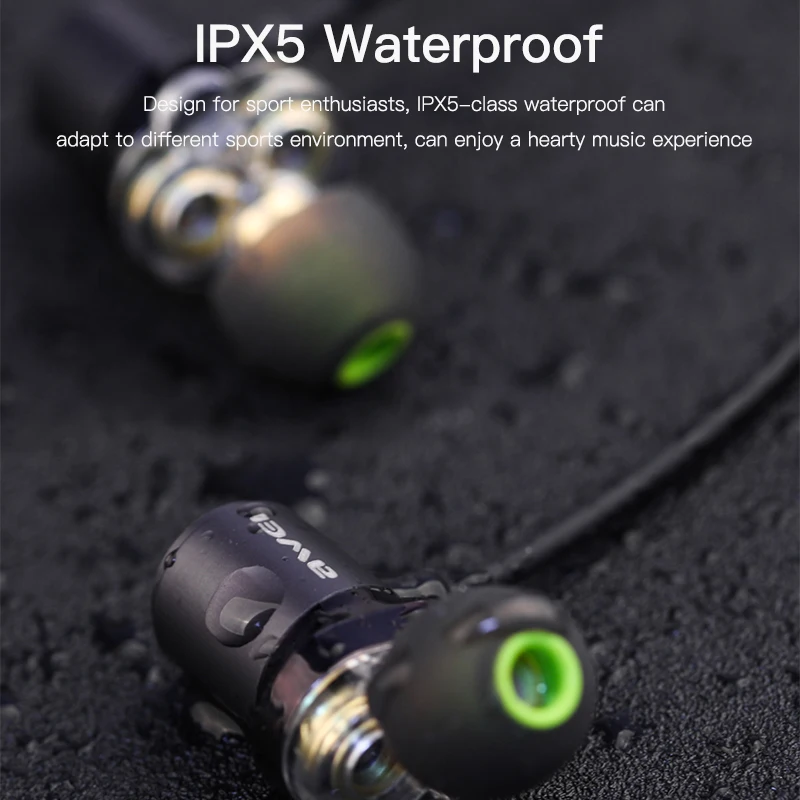 AWEI New product Dual Driver Bluetooth Earphone