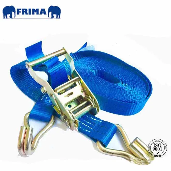 35mm/6m/2Ton Polyester Heavy Duty Lashing Ratchet Tie Down Webbing Strap with 2pcs double J hooks