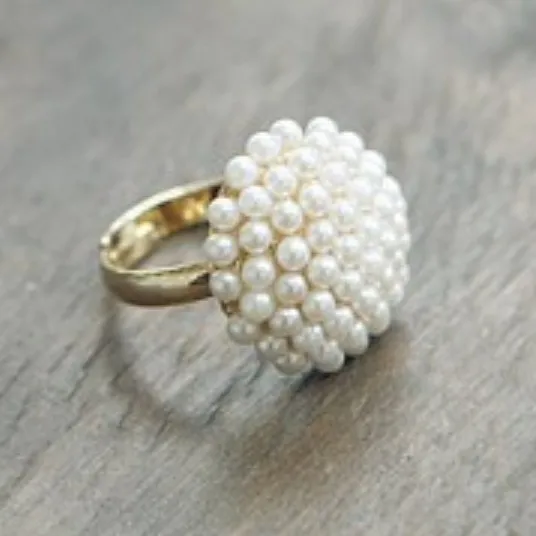LZ Jewelry Hut R184 The 2016 New Wholesale Fashion Full simulated pearl Adjustable Rings For Women