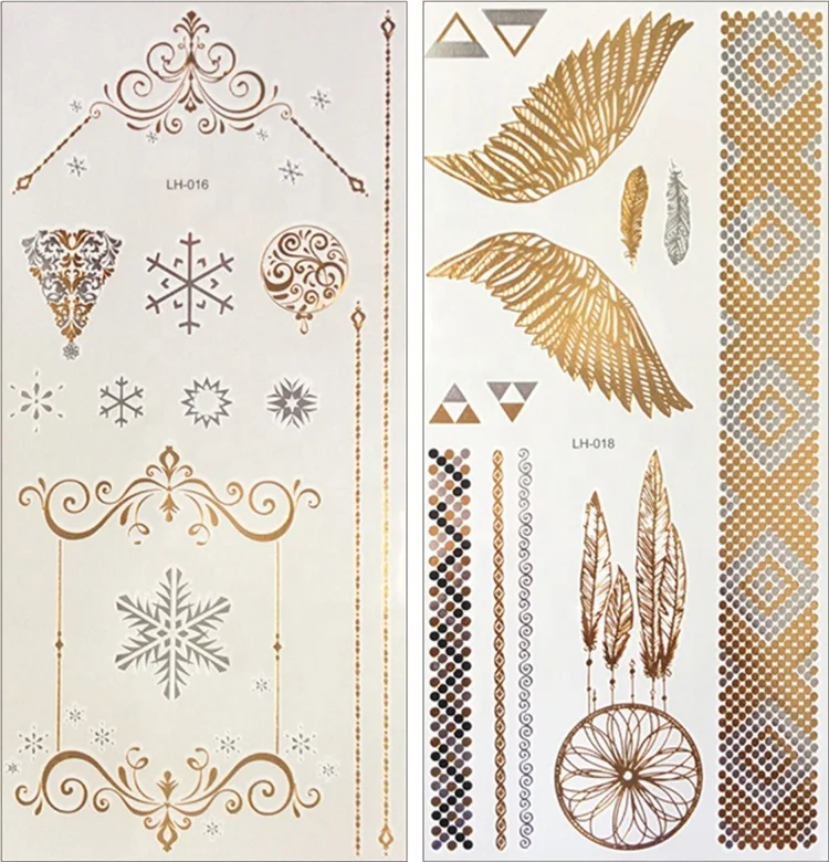 
Flash Products Metallic Waterproof Tattoo Gold Silver Fashion Bracelet Temporary Tattoo Stickers Color Foil Metallic Temporary 