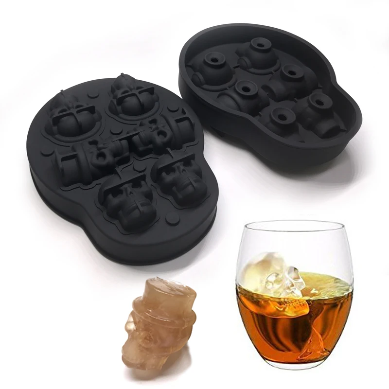 Custom silicone 6 cavity 3d skull ice cube tray soap mold silicone epoxy resin mould