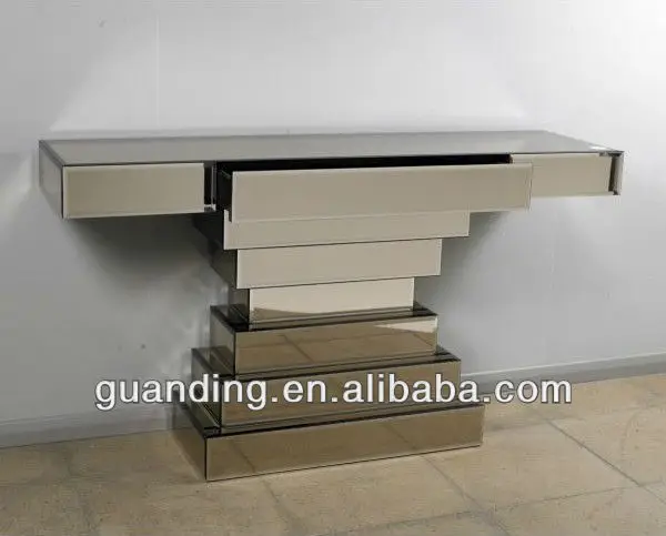 Стеклянный стол с консолью