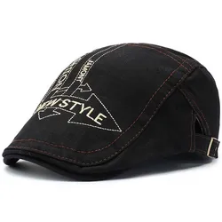 Cabbie Homme Breathable Fashion Letters Embroidery Flat Caps For Men Hat Unisex Beret Denim Forward Cap Women Sun Hats Berets