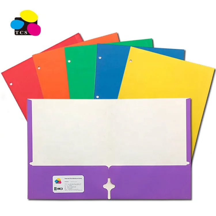 High Quality Cheap ECO-Friendly Lehui100pcs/PDQ  Letter Size  Assorted Color Two Pockets Paper File Folder