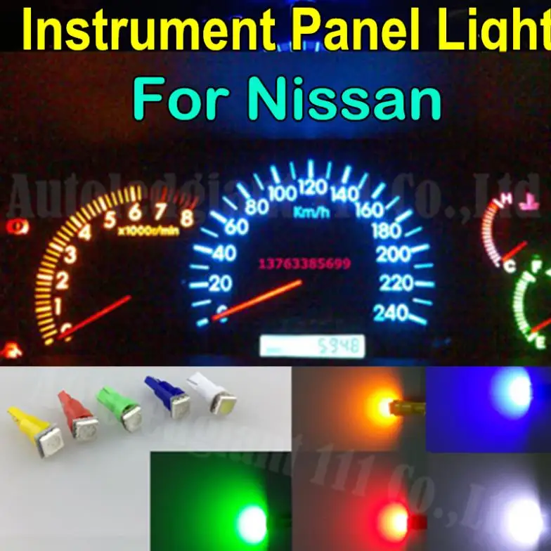 25pieces T5 Led Smd 73 74 286 Wedge Red Blue Green Yellow White Car 25pieces T5 Led Smd 73 74 286 Wedge Red Blue Green Yellow White Car Gauge Dash Sdo Light Dashboard Instrument For Nissan