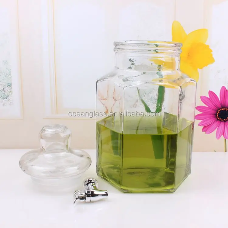 High Quality 10L Honey Glass Beverage Dispenser Jar Decorative Glass Water Dispenser With Tap