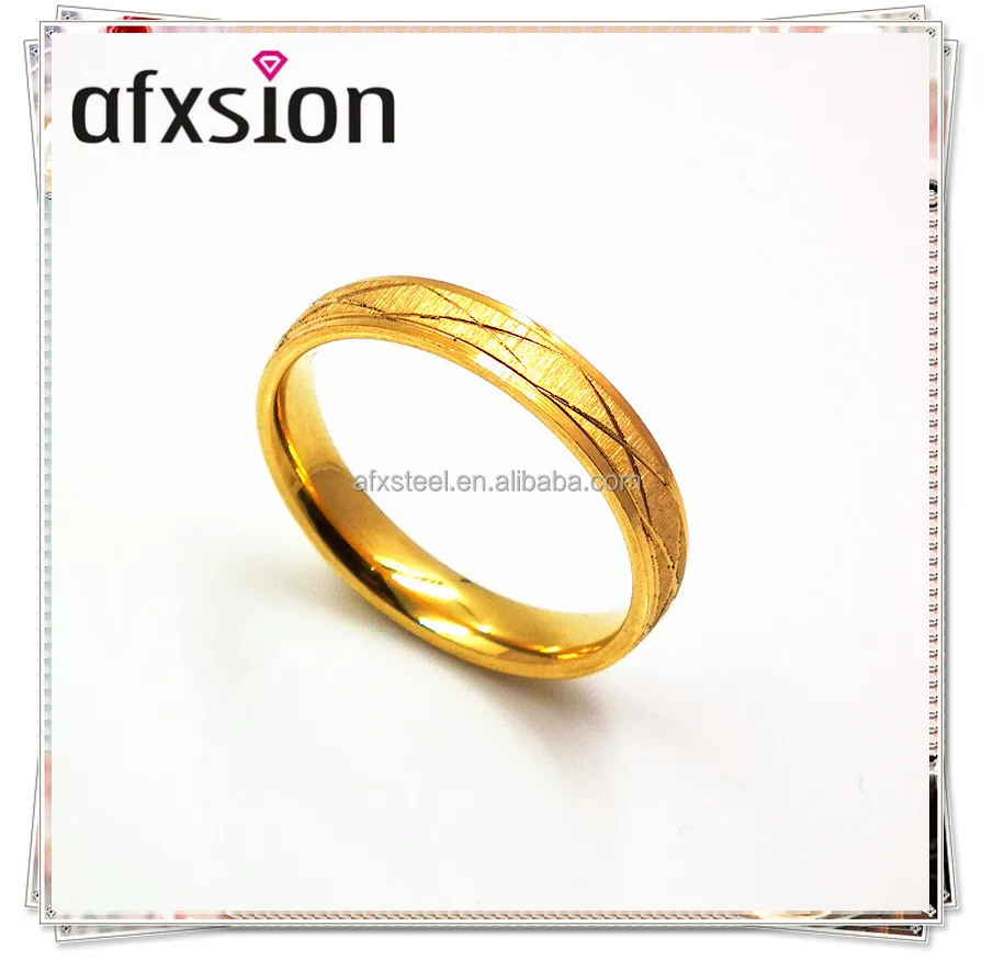 AFXSION jewelry Dubai fashion gold plating 18K gold 316L stainless steel wedding ring