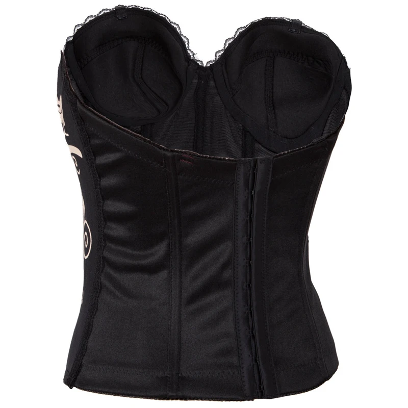 Burlesque Women Pin-Up Body Shaper Prints & Studded Cotton Bustier Sexy Corset Straps Espartilhos E Corpetes victorian corset