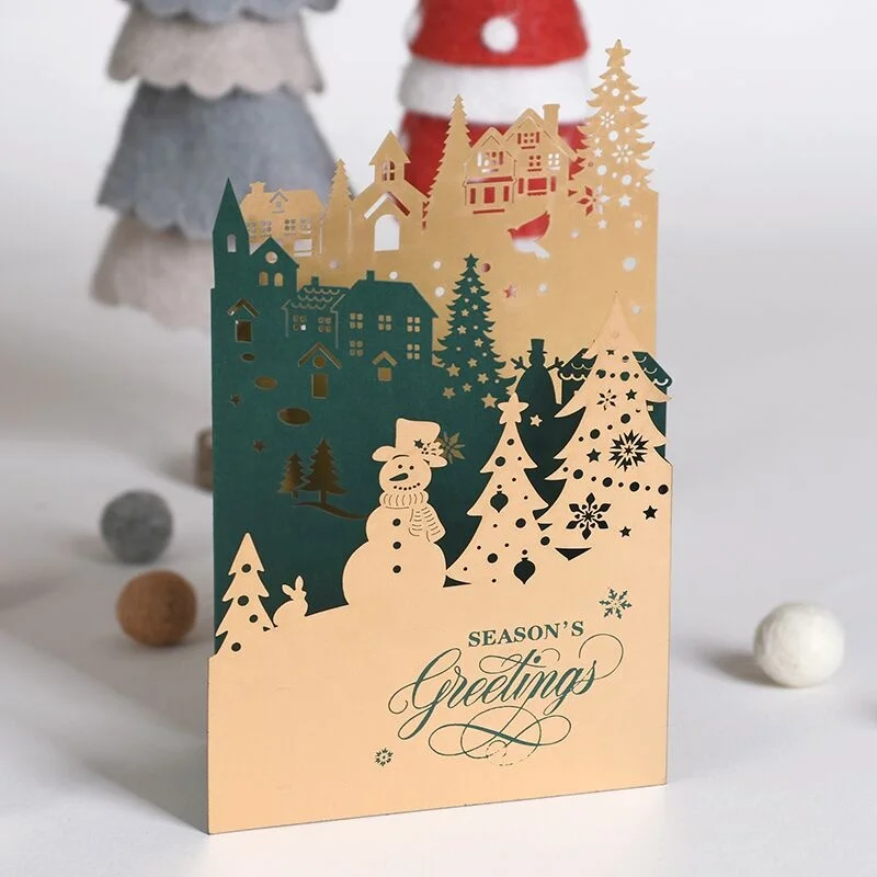 Personalized Beautiful custom printed 3d christmas greeting card and envelope handmade