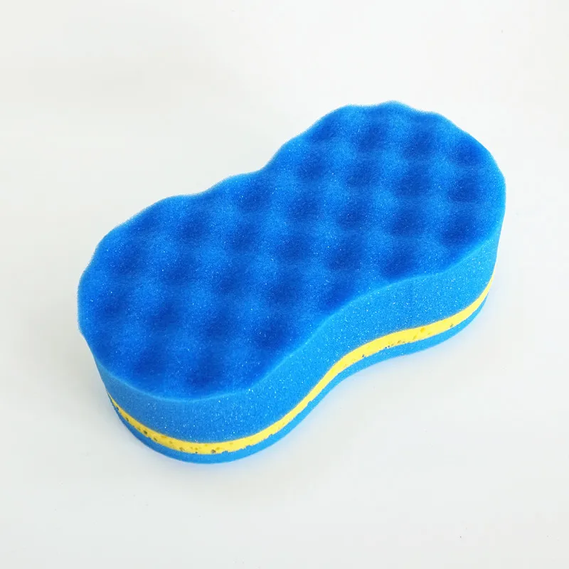 Blue three layers composed car care wash cleaning wave sponge