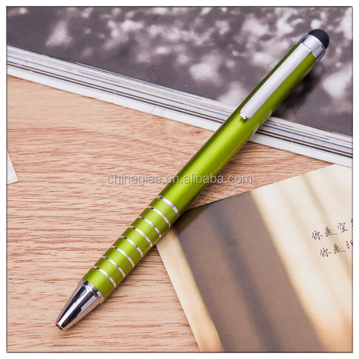  Branded twist touch screen pen metal aluminium stylus ball with silver line