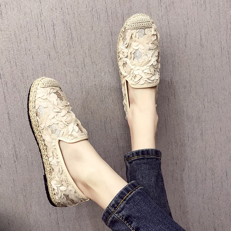 Wholesale fashion espadrilles shoes breathable casual shoes newest women flat shoes
