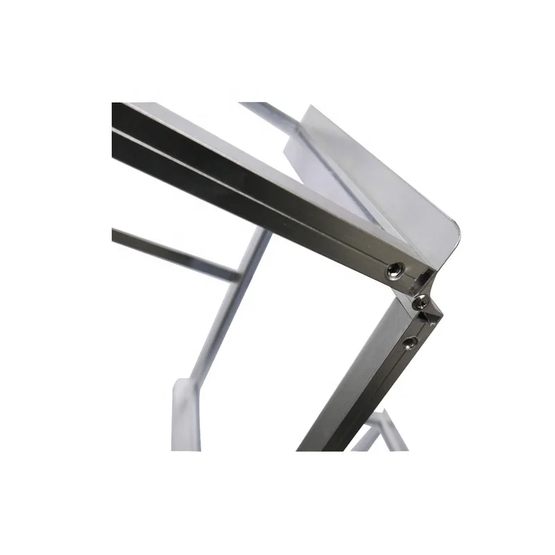 Aluminum Frame A4 Magazine Exhibition  Acrylic Board Display Stand Silver Folding Catalog Brochure Holder Stand For Promotion
