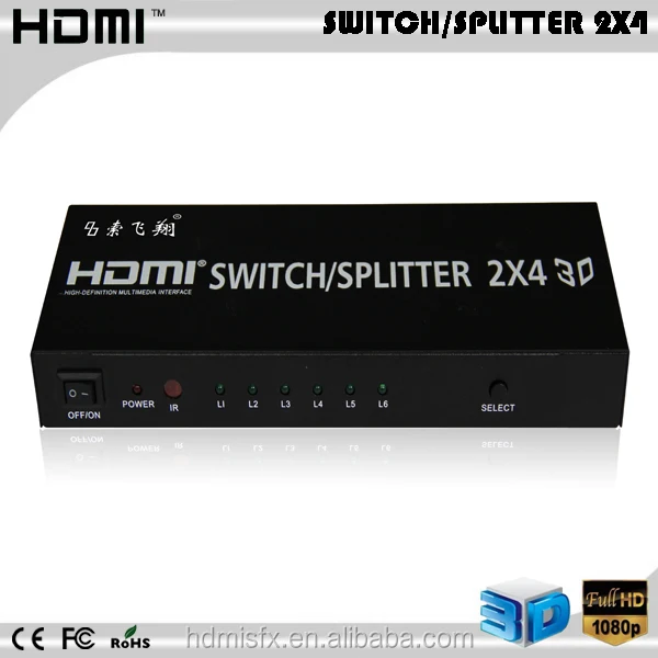  Разветвитель hdmi 2 в 4 выхода выключатель с поддержкой оптического поддержка аудио 5 1 четырьмя кабелями
