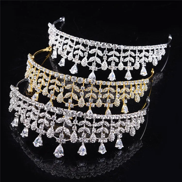 
Fashion wedding gold hair accessories crystal bride hair band silvery 