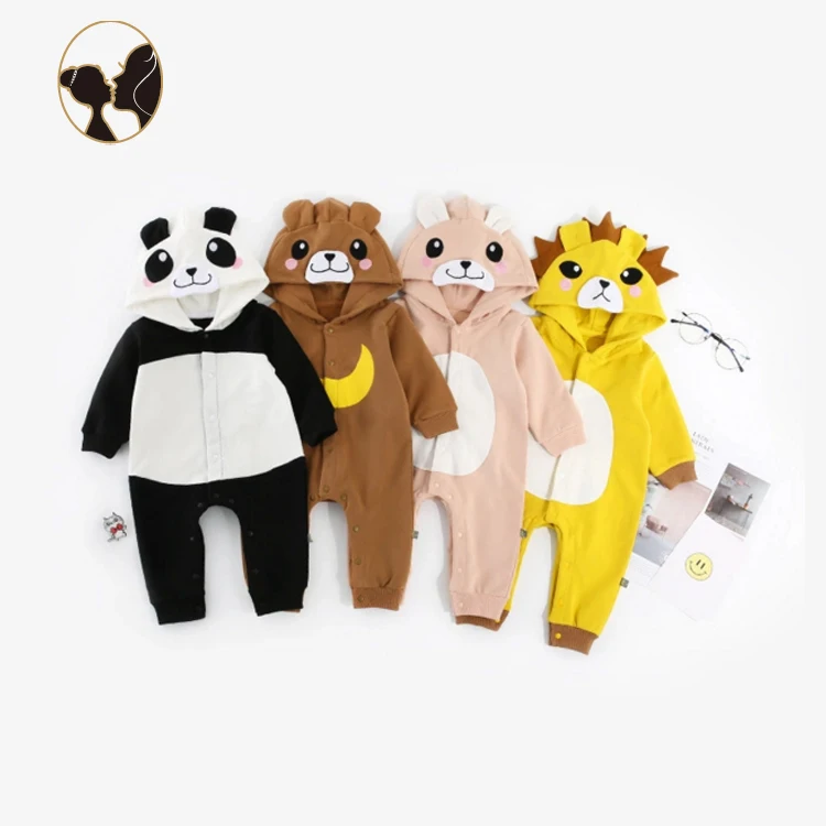 
Теплый хлопковый комбинезон с капюшоном в стиле животных для новорожденных; Детский комбинезон 