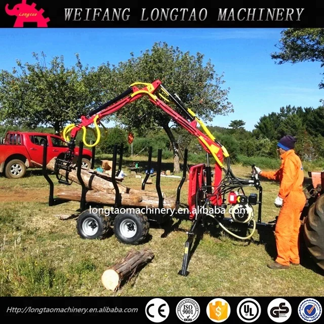 tractor mounted self powered logging equipment log wagon with crane ce approval