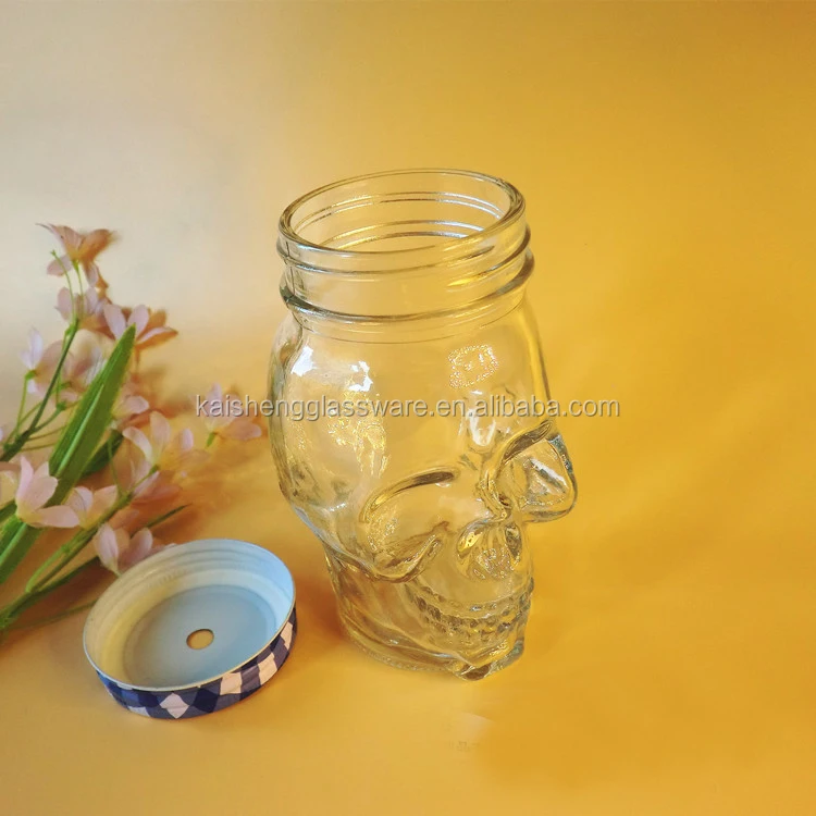
Sublimation Drinking Without Handle Skull Shaped Beer Glass jar 