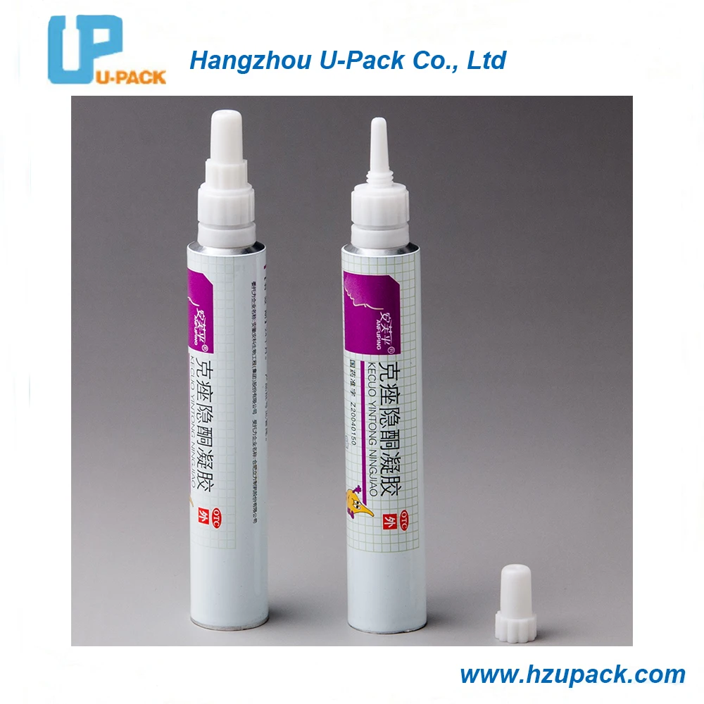 eye ointment Aluminium collapsible tube with plastic needle nose