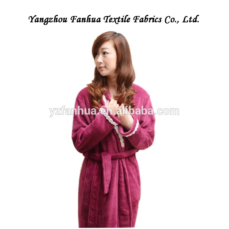 
Super Soft Elegant Purple fleece bathrobe for Women Home Hotel Wear 