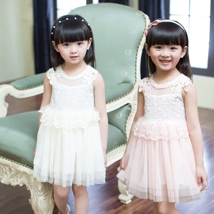 Elegant pink floral chiffon macrame lace toddler birthday princess font b dress b font little girl