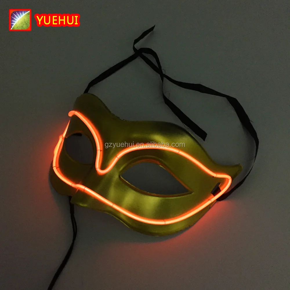 New type 10 colors masquerade venetian el wire EL Mask LED Strip DC-3V Flashing Fox Mask for Halloween party Decoration