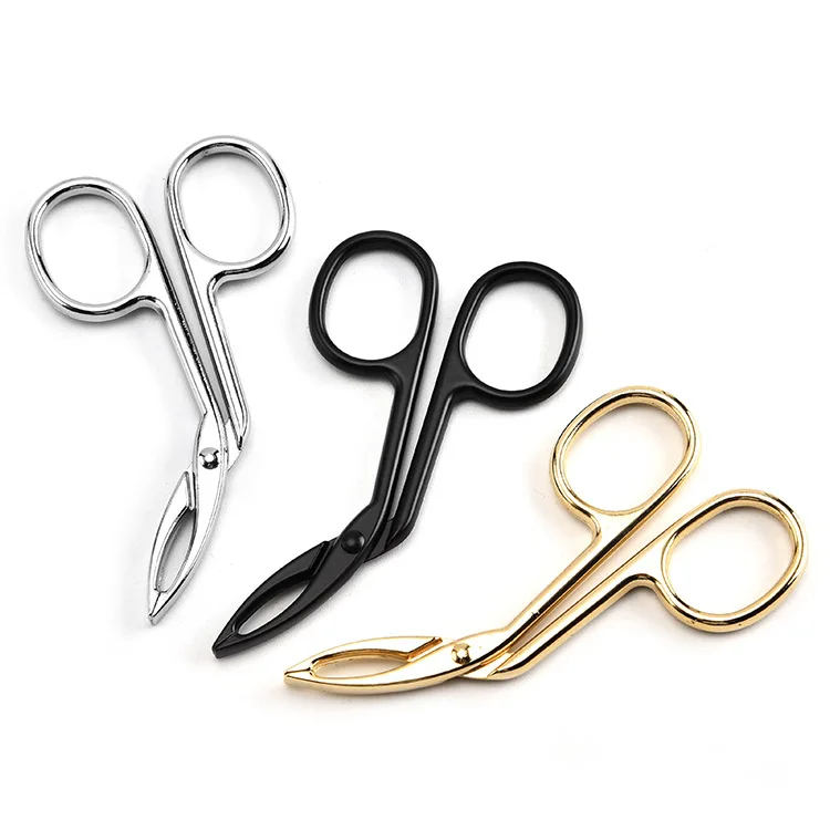 Clamp Clipper Stainless Eyebrow Removal Makeup Tool Handle Flat Tip Scissors Eyebrow Tweezer