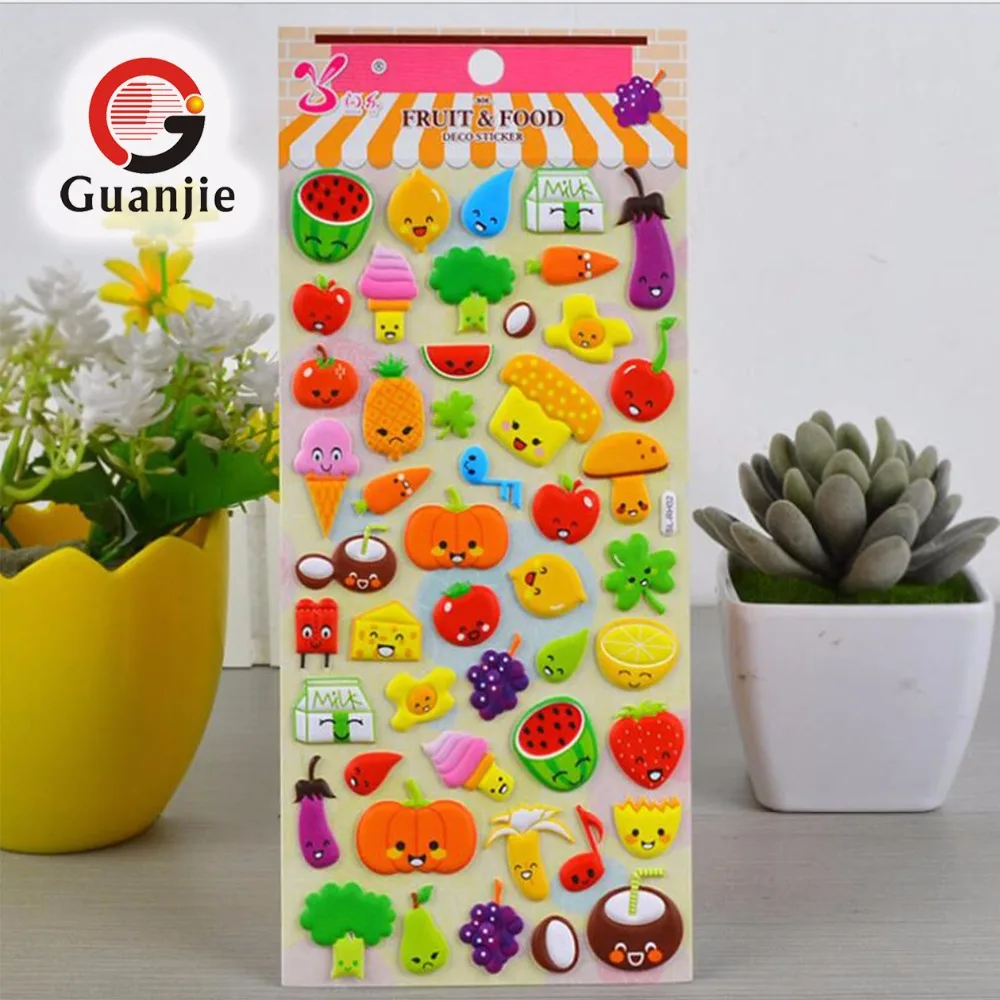 decorative fruits puffy sticker,foam sticker for kids