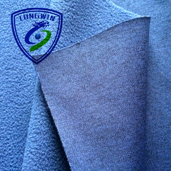 50D melange polyester interlock bond polar fleece thick fabric for winter clothes