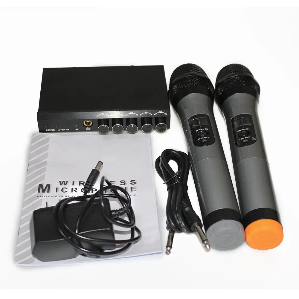 Free Ship Wireless BT Microphone System VHF Dual Channels Handheld Microphone Systems Mini Portable Singing Mixer Karaoke