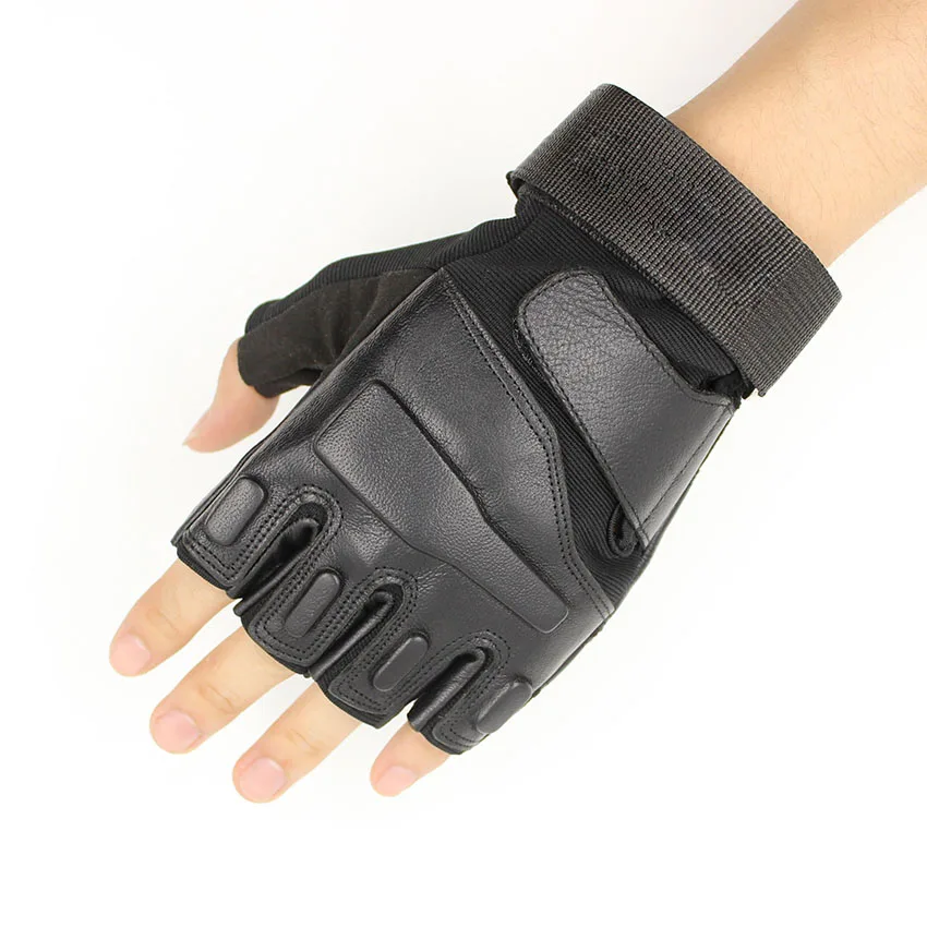 
Black Genuine Leather Goat Skin Tactical Military Shooting Airsoft Cycling Outdoor Army Gloves 