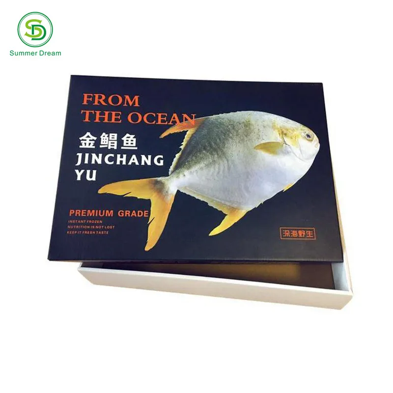wholesale custom made cardboard frozen food packaging boxes for fish