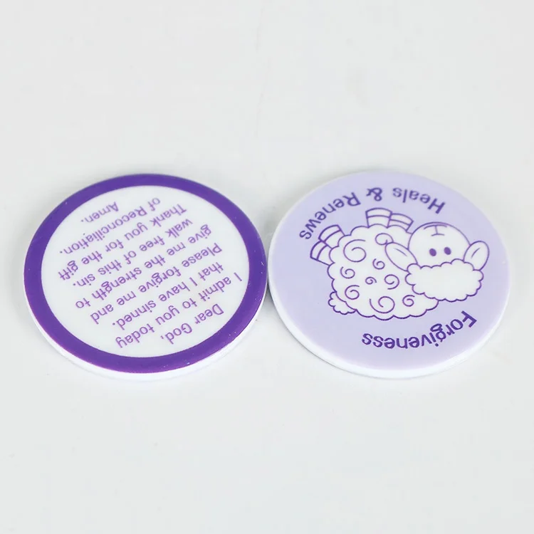 promotional embossed plastic board game trolley token coin