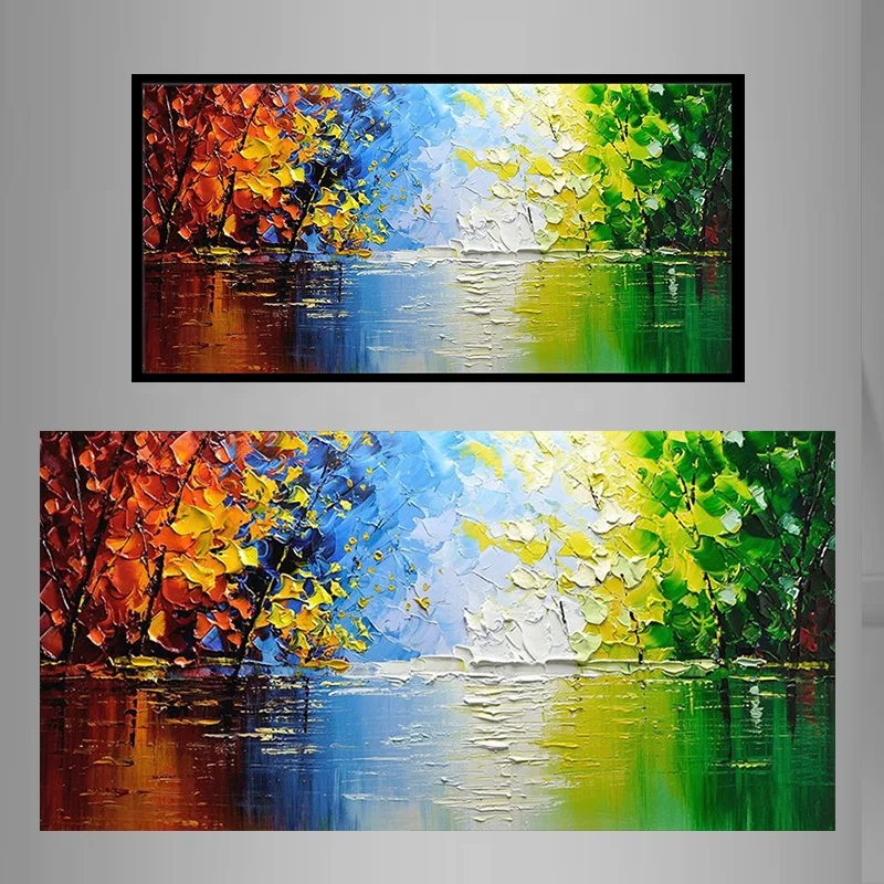 beautiful natural scenery wall art picture hand paint knife canvas oil painting