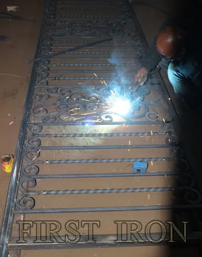 Artistic wrought iron exterior balcony railings, forged iron window grill railings