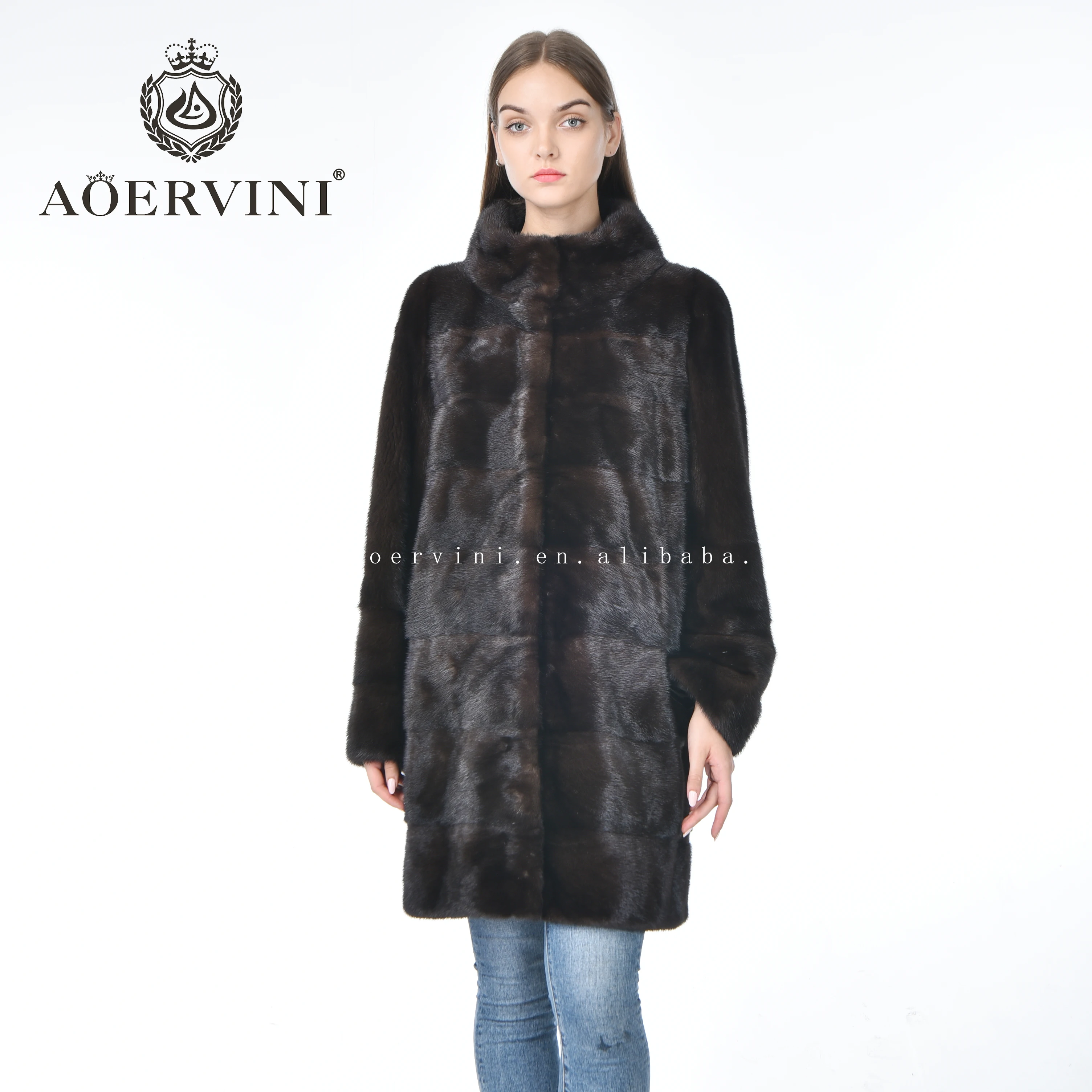 Noble hot sell fashion elegant standing collar 100% natural women fur mink coat