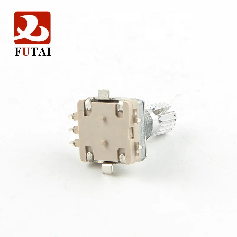 Futai EC11 series 11mm Size Type SMT Reflow Incremental Metal Shaft Rotary Encoder with Switch and Bushing