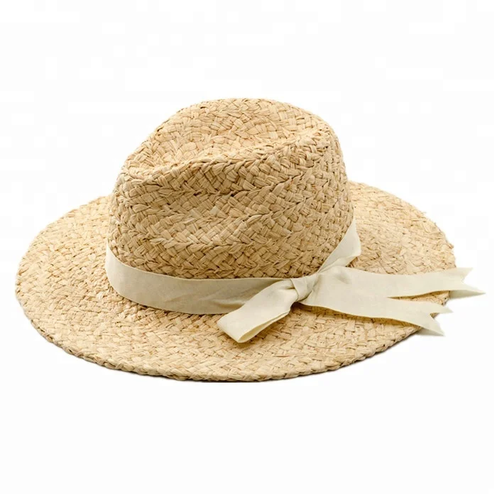 Fashion Women Summer Trendy Raffia Straw Wide Braid Fedora Hat Hand Made Sunshade Hat