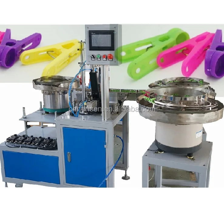 Clothes-pin assembly making machine, clothespin assembling machine