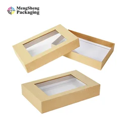 Custom open display packaging boxes cardboard bakery cake sweet rose gift box clear windows and bow kraft paper box with window