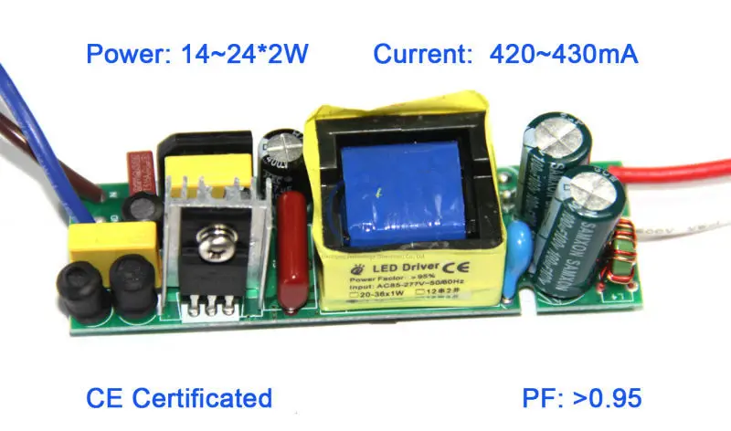 се эмс постоянной acurrent 48w светодиодный драйвер 430ma 40w 24*2w переменного тока 85~265v постоянного тока 78v
