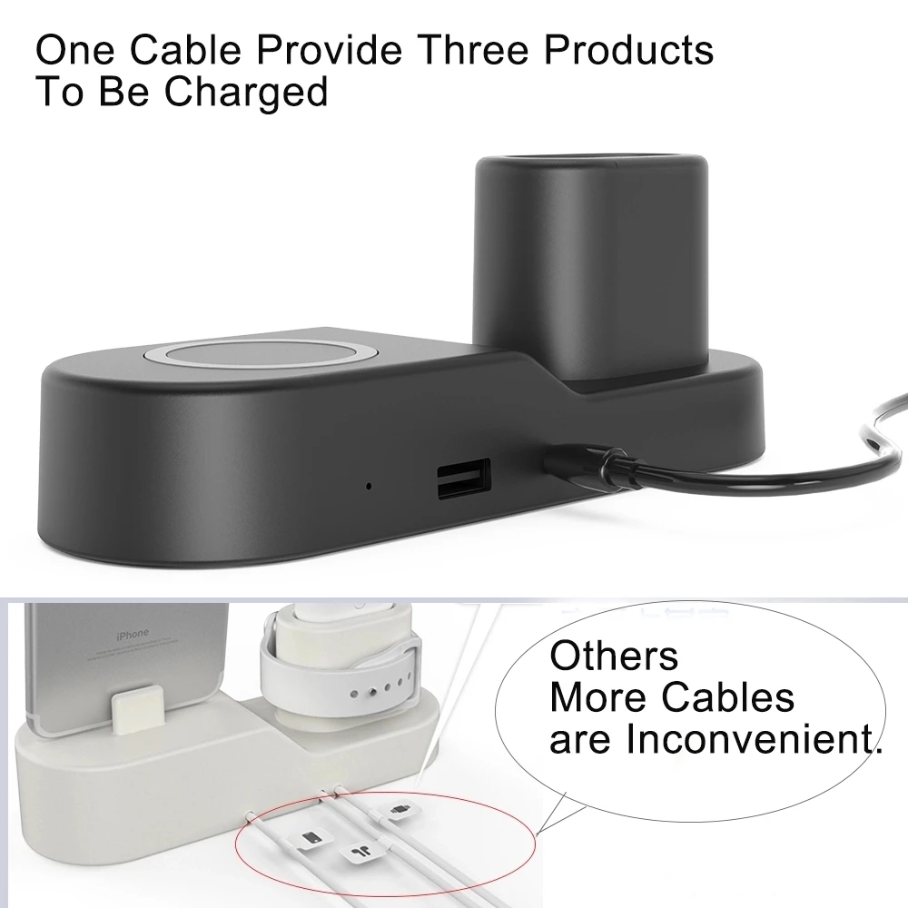 New arrival! USB Power strip 4 in 1 Fast Wireless Charger Fast Charging 10W Qi Wireless Station for iPhone for smart watch