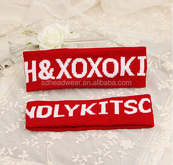 Knitting pattern jacquard letter logo acrylic wool sports headband