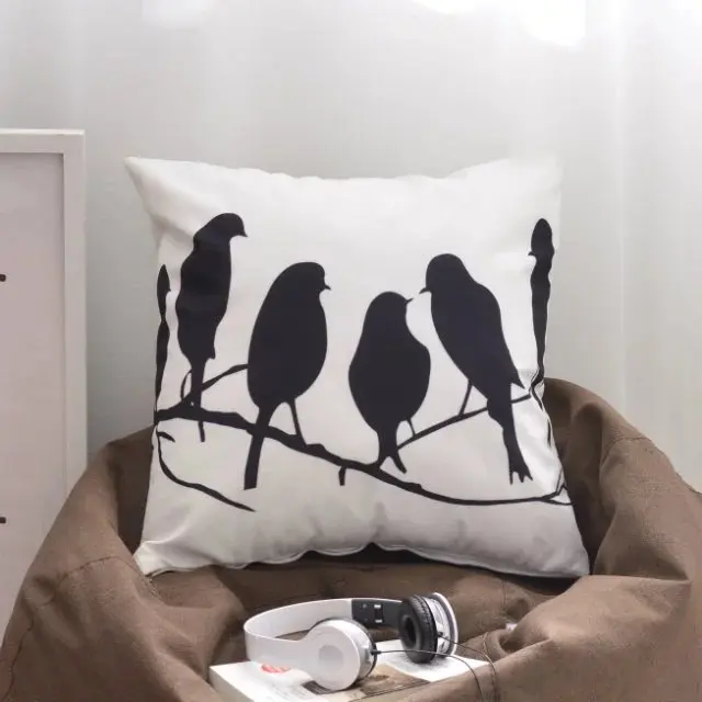 
Embroidered cushion cover Black and White Sofa Square Chair home decorative, cotton pillow for Bedroom or Outdoor 